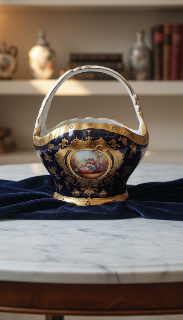 cestino-in-porcellana-blu-e-oro-con-scena-galante-stile-capodimonte